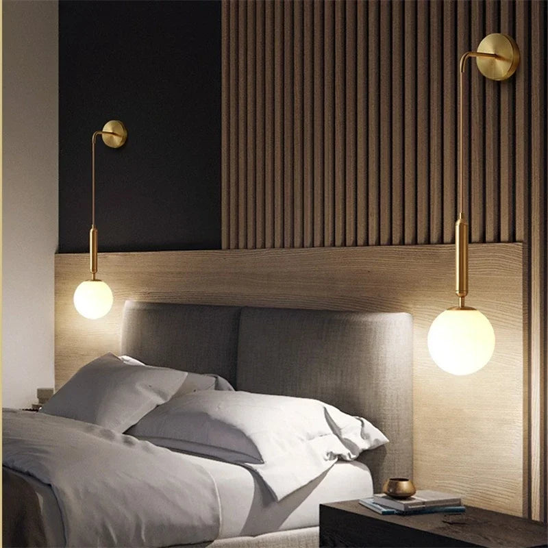 Minimalist LED Wall Light – Elegant Glass Bedside Lamp