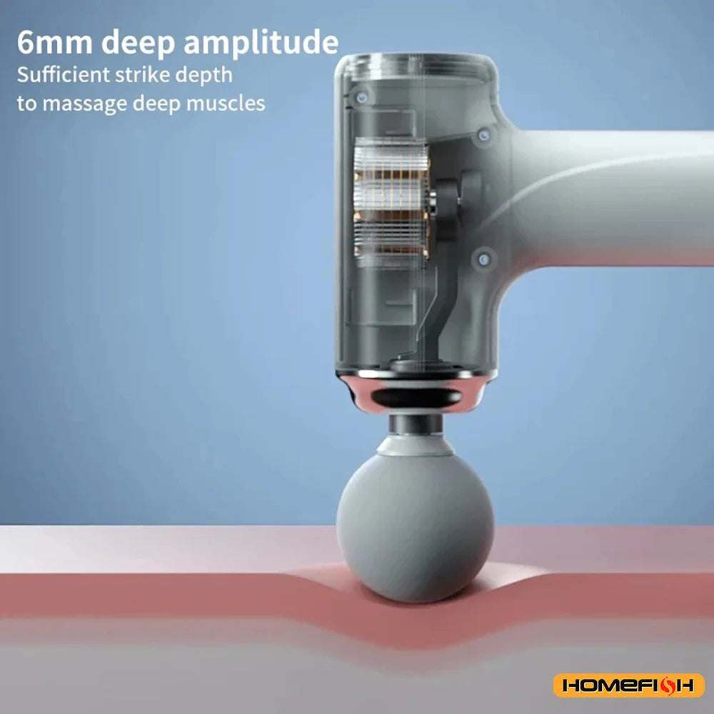 HOMEFISH Portable Percussion Massage Gun – LED Muscle Massager for Recovery & Relaxation