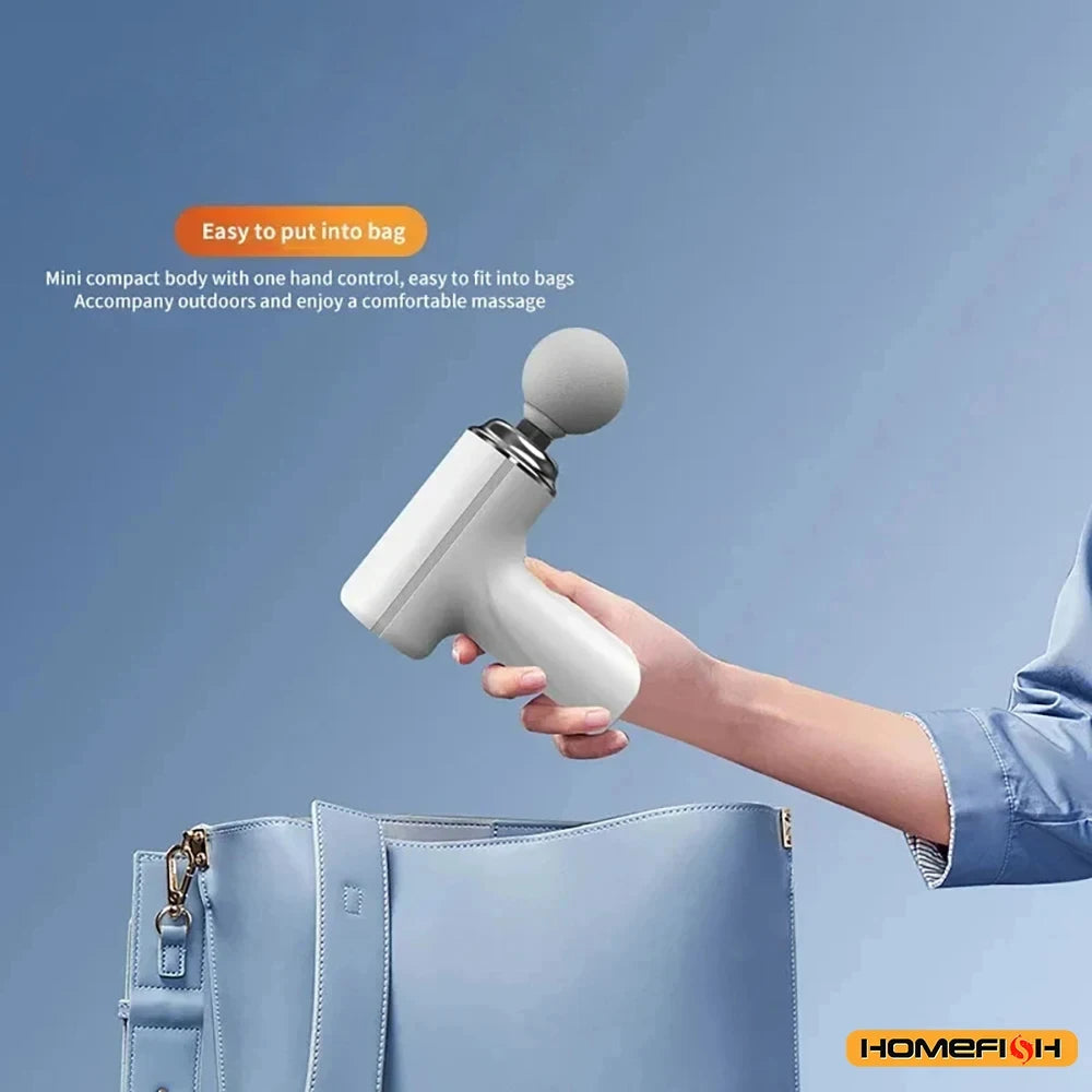 HOMEFISH Portable Percussion Massage Gun – LED Muscle Massager for Recovery & Relaxation