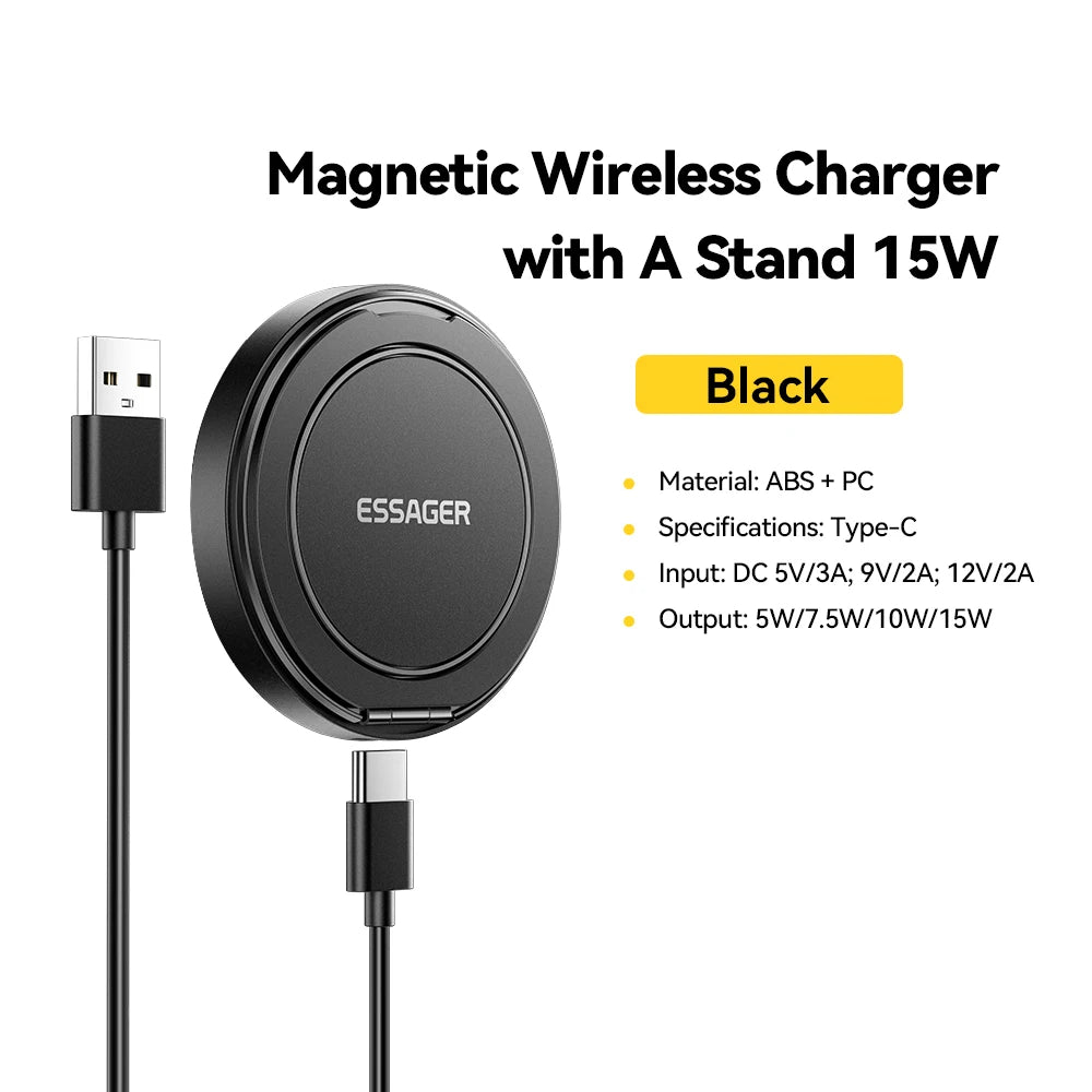 Essager 15W Magnetic Charging Station – Wireless Stand for iPhone 15, 14 & AirPods