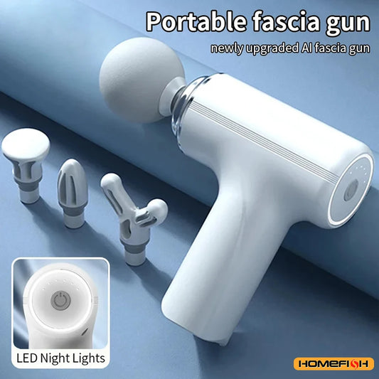 HOMEFISH Portable Percussion Massage Gun – LED Muscle Massager for Recovery & Relaxation