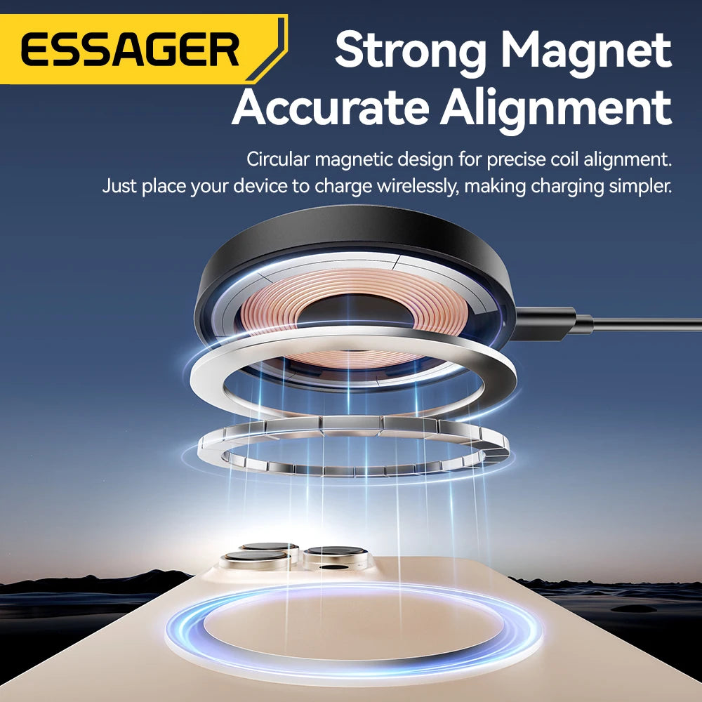 Essager 15W Magnetic Charging Station – Wireless Stand for iPhone 15, 14 & AirPods