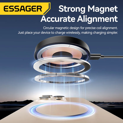 Essager 15W Magnetic Charging Station – Wireless Stand for iPhone 15, 14 & AirPods