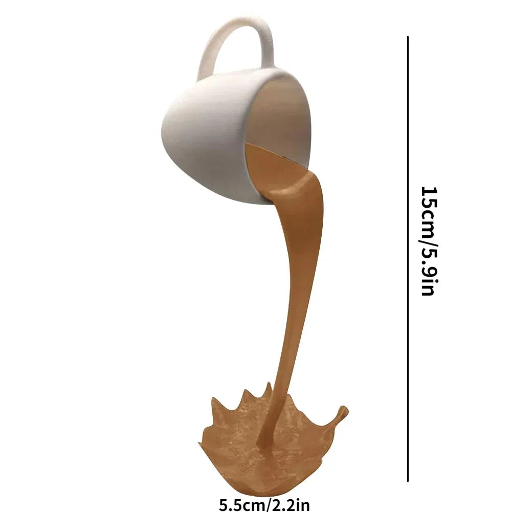 Floating Coffee Mug Resin Sculpture Home Decor