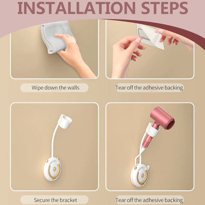 Hands-Free Adjustable Hair Dryer Holder Wall Mount
