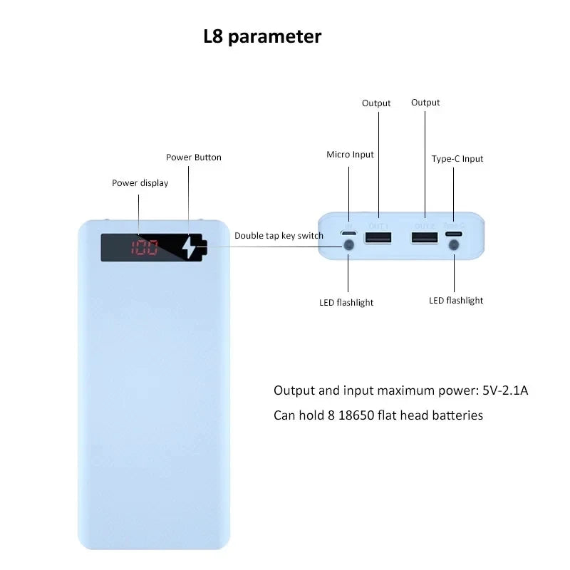 Portable Power Bank Case 8x/10x