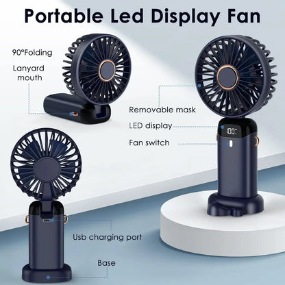 ArcticGlide Pro: Foldable Neck Fan with Smart Digital Display