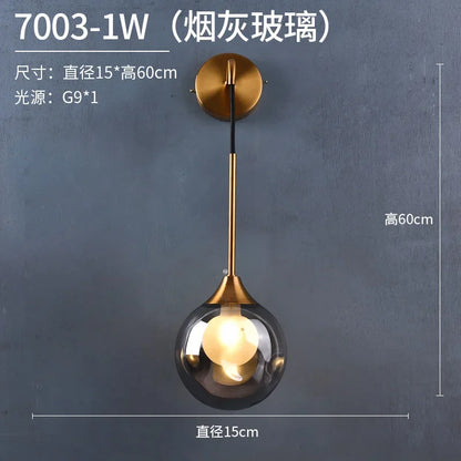 Modern LED Glass Ball Wall Lamp for Bedroom and Living Room