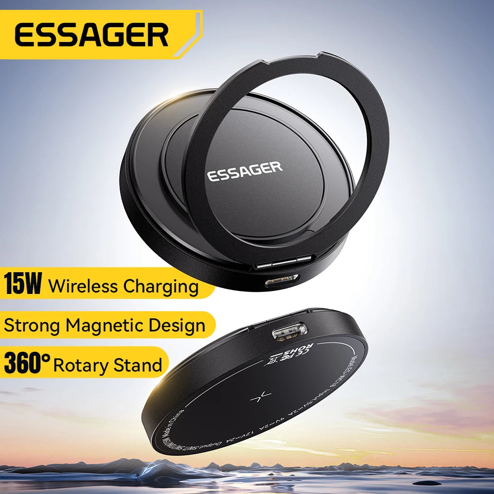 Essager 15W Magnetic Charging Station – Wireless Stand for iPhone 15, 14 & AirPods