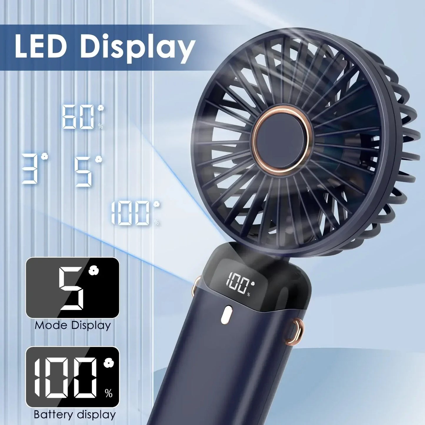 ArcticGlide Pro: Foldable Neck Fan with Smart Digital Display