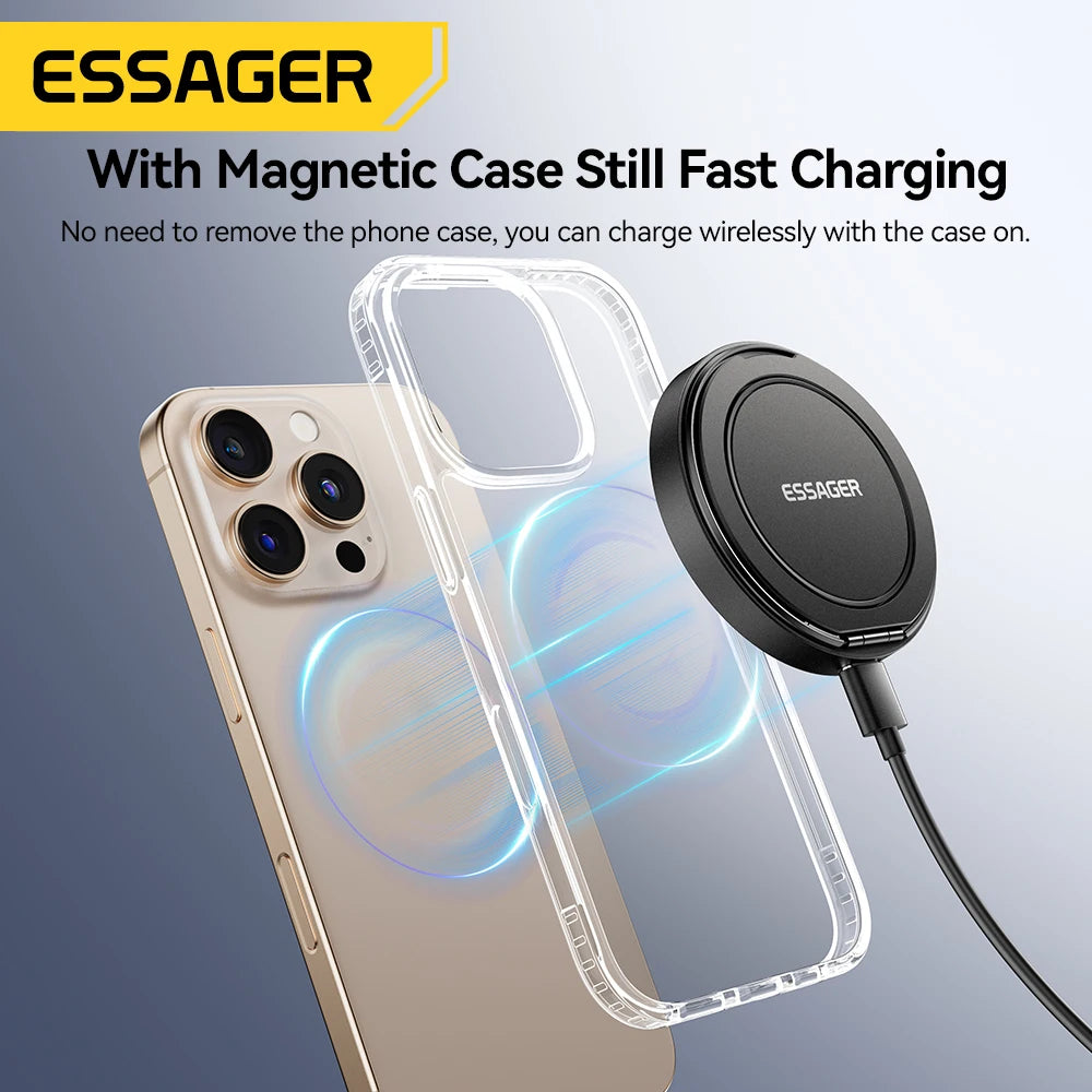 Essager 15W Magnetic Charging Station – Wireless Stand for iPhone 15, 14 & AirPods