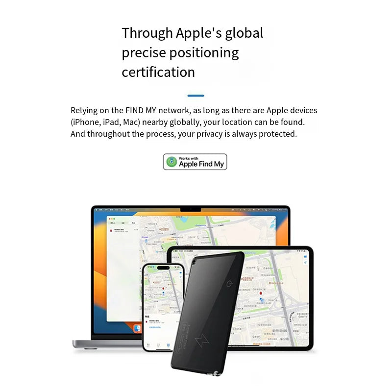 Wireless Charging Smart Tracker Card – GPS Location Tag for iPhone & Apple Devices