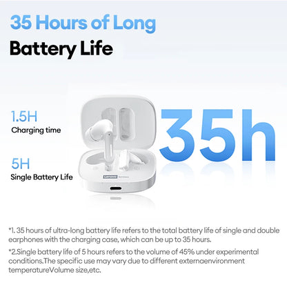 Lenovo LE209 Wireless Bluetooth 6.0 Earphones – 35H Playtime Stereo Sound