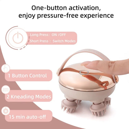 Waterproof Handheld Scalp Massager – Rechargeable Relaxing Head Massage Tool